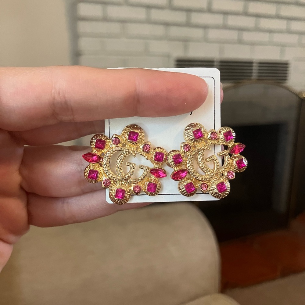 Pink and gold gg fashion earrings - Picture 4 of 5